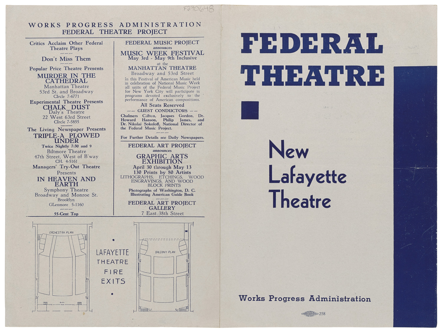 Front and back pages of the program for the WPA Federal Negro Theatre Unit&#039;s initial run of Macbeth at Harlem&#039;s New Lafayette Theatre, starring Jack Carson as Macbeth